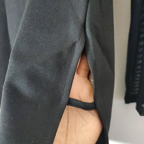 SUPERDOWN | Bodycon Nia Side Slit Mesh Long Sleeves Black Mini Dress (Size L) - Picture 6 of 11